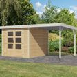 Foto van Karibu tuinhuis met overkapping Jupiter 3.5 - Set A - vuren|wit (12371)
