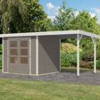 Foto van Karibu tuinhuis met overkapping Jupiter 3 - Set D - watergrijs|wit (12368)