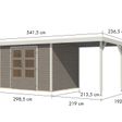 Foto van Karibu tuinhuis met overkapping Jupiter 4 - Set D - watergrijs|wit (12400)