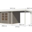 Foto van Karibu tuinhuis met overkapping Jupiter 5 - Set D - watergrijs|wit (12415)