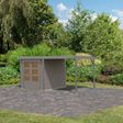 Foto van Karibu tuinhuis met overkapping Jupiter 2 - Set D - watergrijs|grijsaluminium (12341)