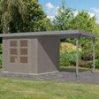 Foto van Karibu tuinhuis met overkapping Jupiter 3 - Set D - watergrijs|grijsaluminium (12369)