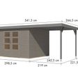 Foto van Karibu tuinhuis met overkapping Jupiter 5 - Set D - watergrijs|grijsaluminium (12416)