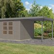 Foto van Karibu tuinhuis met overkapping Jupiter 5 - Set D - watergrijs|grijsaluminium (12416)