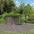 Foto van Karibu tuinhuis met overkapping Jupiter 2 - Set D - watergrijs|antraciet (93434)