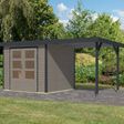 Foto van Karibu tuinhuis met overkapping Jupiter 3 - Set D - watergrijs|antraciet (12370)