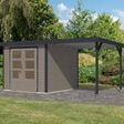 Foto van Karibu tuinhuis met overkapping Jupiter 3.5 - Set D - watergrijs|antraciet (12383)