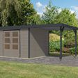 Foto van Karibu tuinhuis met overkapping Jupiter 5 - Set D - watergrijs|antraciet (12417)