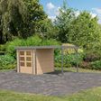 Foto van Karibu tuinhuis met overkapping Jupiter 2 - Set A - vuren|grijsaluminium (12338)