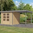 Foto van Karibu tuinhuis met overkapping Jupiter 3 - Set A - vuren|grijsaluminium (12347)