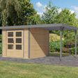 Foto van Karibu tuinhuis met overkapping Jupiter 3.5 - Set A - vuren|grijsaluminium (12372)