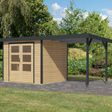 Foto van Karibu tuinhuis met overkapping Jupiter 3 - Set A - vuren|antraciet (12348)