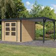 Foto van Karibu tuinhuis met overkapping Jupiter 3.5 - Set A - vuren|antraciet (12373)
