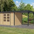 Foto van Karibu tuinhuis met overkapping Jupiter 4 - Set A - vuren|antraciet (12386)