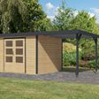 Foto van Karibu tuinhuis met overkapping Jupiter 5 - Set A - vuren|antraciet (12406)
