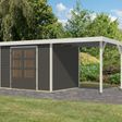 Foto van Karibu tuinhuis met overkapping Jupiter 4 - Set B - terragrijs|wit (12387)