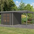 Foto van Karibu tuinhuis met overkapping Jupiter 3.5 - Set B - terragrijs|grijsaluminium (12375)