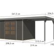 Foto van Karibu tuinhuis met overkapping Jupiter 4 - Set B - terragrijs|grijsaluminium (12388)