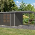 Foto van Karibu tuinhuis met overkapping Jupiter 4 - Set B - terragrijs|grijsaluminium (12388)