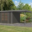 Foto van Karibu tuinhuis met overkapping Jupiter 5 - Set B - terragrijs|grijsaluminium (12410)