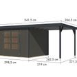 Foto van Karibu tuinhuis met overkapping Jupiter 5 - Set B - terragrijs|antraciet (12411)