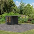 Foto van Karibu tuinhuis met overkapping Jupiter 2 - Set C - antraciet|grijsaluminium (12340)