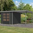 Foto van Karibu tuinhuis met overkapping Jupiter 3.5 - Set C - antraciet|grijsaluminium (12378)