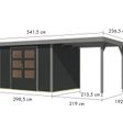 Foto van Karibu tuinhuis met overkapping Jupiter 4 - Set C - antraciet|grijsaluminium (12394)