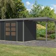 Foto van Karibu tuinhuis met overkapping Jupiter 4 - Set C - antraciet|grijsaluminium (12394)