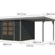 Foto van Karibu tuinhuis met overkapping Jupiter 5 - Set C - antraciet|grijsaluminium (12413)