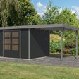 Foto van Karibu tuinhuis met overkapping Jupiter 5 - Set C - antraciet|grijsaluminium (12413)