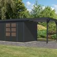 Foto van Karibu tuinhuis met overkapping Jupiter 4 - Set C - antraciet|antraciet (12399)