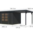 Foto van Karibu tuinhuis met overkapping Jupiter 5 - Set C - antraciet|antraciet (12414)