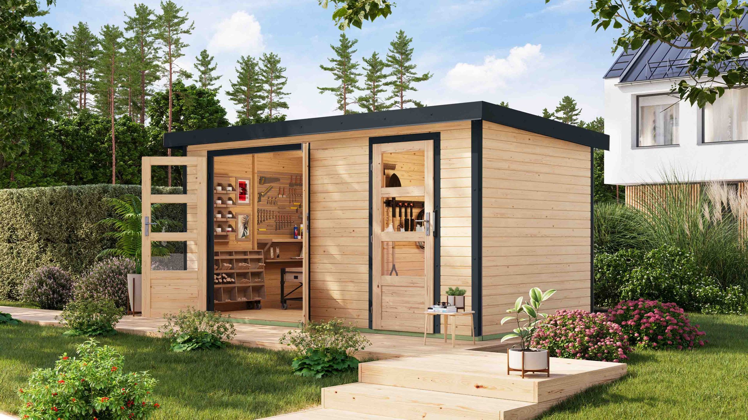 Foto van Karibu 12491 Merkur tuinhuis - vuren|antraciet