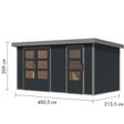 Foto van Karibu tuinhuis Merkur - Set C - antraciet|grijsaluminium (12496)
