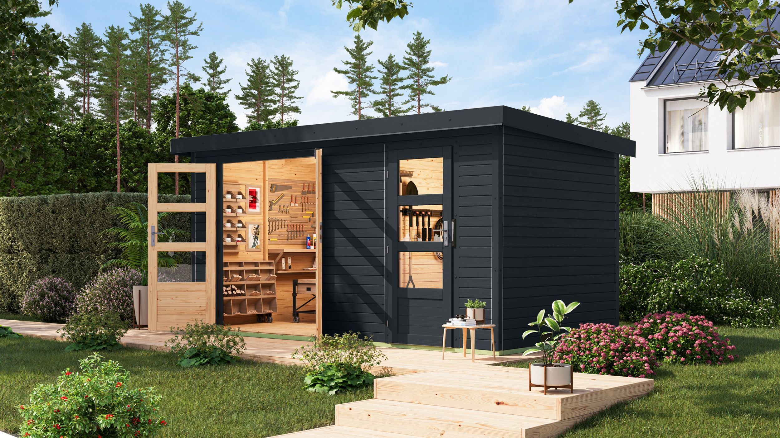 Foto van Karibu 12497 Merkur tuinhuis - antraciet|antraciet