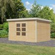 Foto van Karibu tuinhuis Pluto 7 - Set A - vuren|wit (12439)