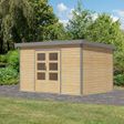 Foto van Karibu tuinhuis Pluto 7 - Set A - vuren|grijsaluminium (12440)