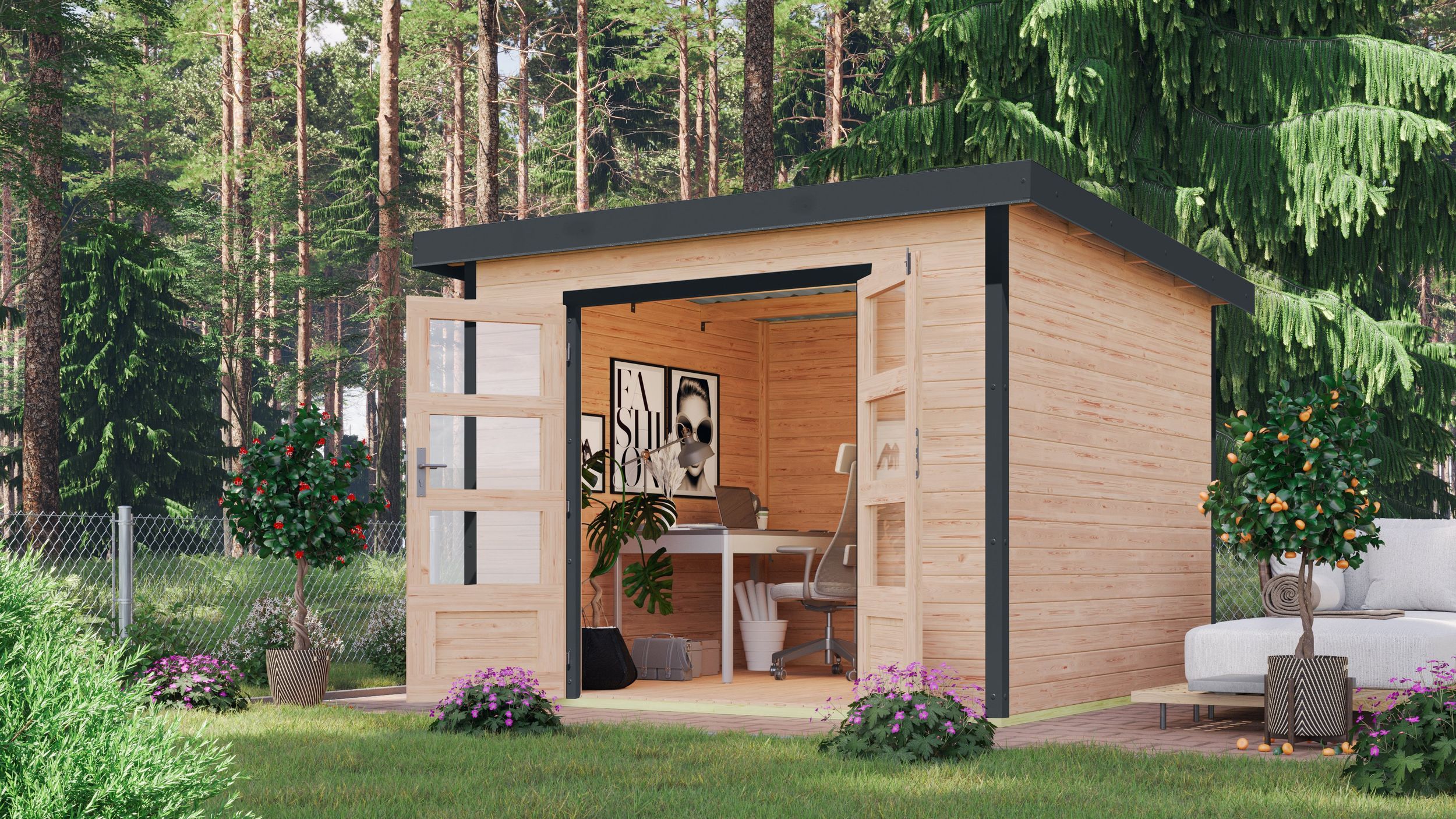 Foto van Karibu 97891 Pluto 6 tuinhuis - vuren|antraciet