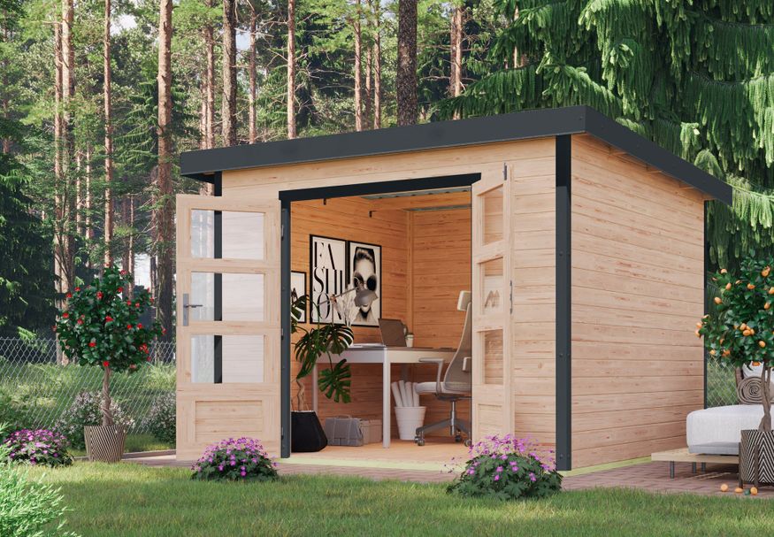 Karibu tuinhuis Pluto 6 - Set A - vuren|antraciet (97891) Foto van Karibu tuinhuis Pluto 6 - Set A - vuren|antraciet (97891)