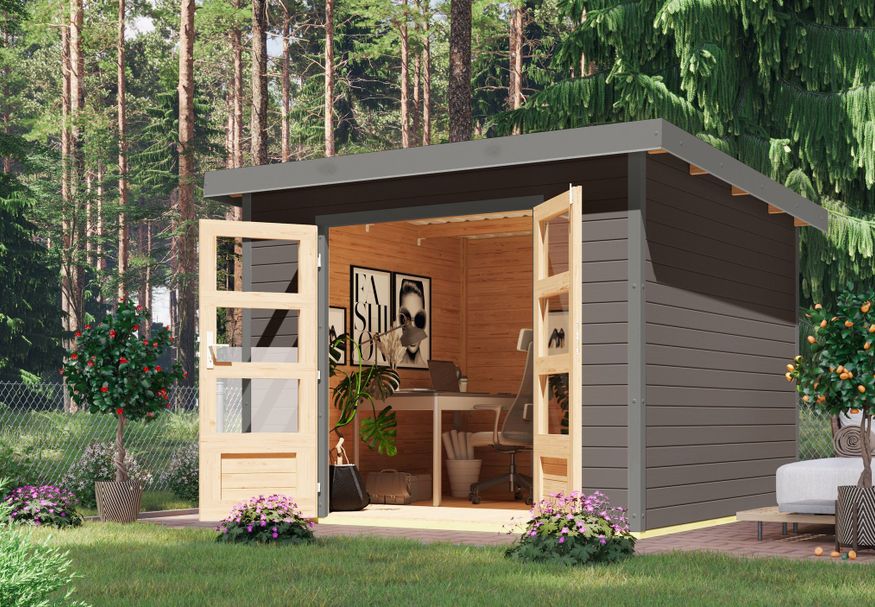 Karibu tuinhuis Pluto 6 - Set B - terragrijs|grijsaluminium (12432) Foto van Karibu tuinhuis Pluto 6 - Set B - terragrijs|grijsaluminium (12432)