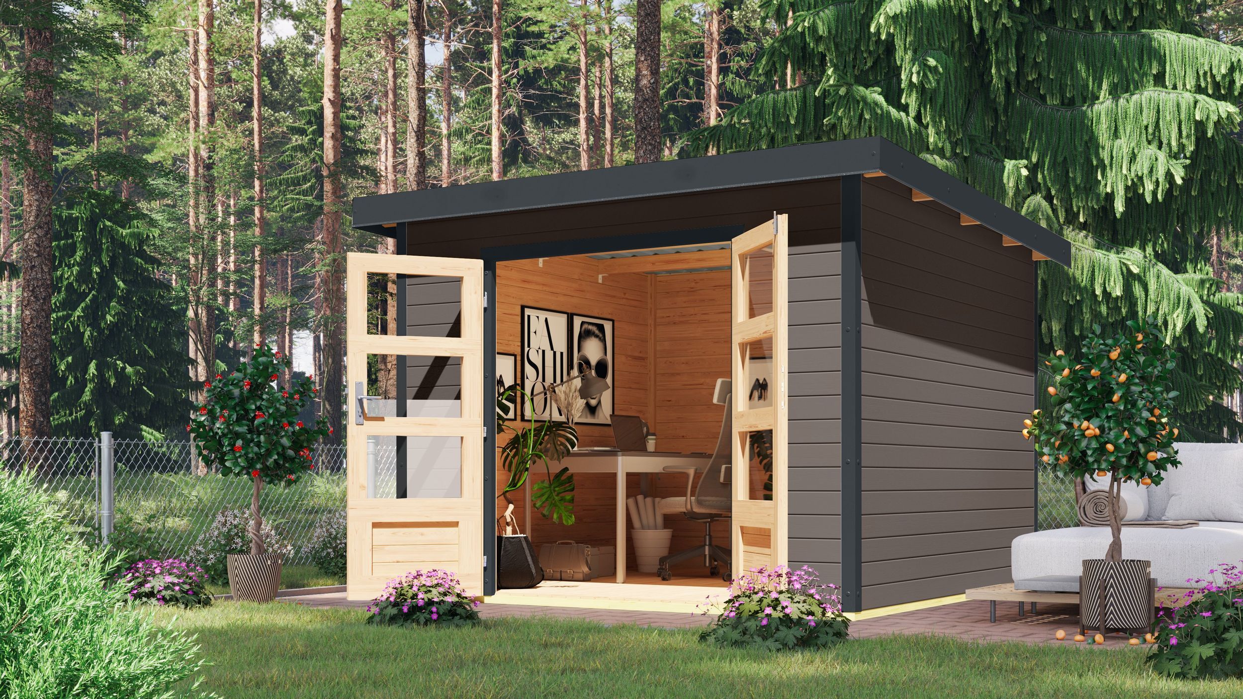 Foto van Karibu 97896 Pluto 6 tuinhuis - terragrijs|antraciet