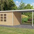 Foto van Karibu tuinhuis met overkapping Pluto 7 - Set A - vuren|wit (12451)