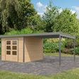 Foto van Karibu tuinhuis met overkapping Pluto 6 - Set A - vuren|grijsaluminium (12435)