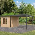 Foto van Karibu tuinhuis met overkapping Pluto 6 - Set A - vuren|antraciet (97908)