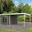 Foto van Karibu tuinhuis met overkapping Pluto 6 - Set B - terragrijs|wit (97909)
