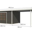 Foto van Karibu tuinhuis met overkapping Pluto 7 - Set B - terragrijs|wit (12454)