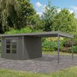 Foto van Karibu tuinhuis met overkapping Pluto 6 - Set B - terragrijs|grijsaluminium (12436)
