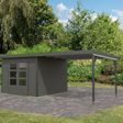 Foto van Karibu tuinhuis met overkapping Pluto 6 - Set B - terragrijs|antraciet (97911)