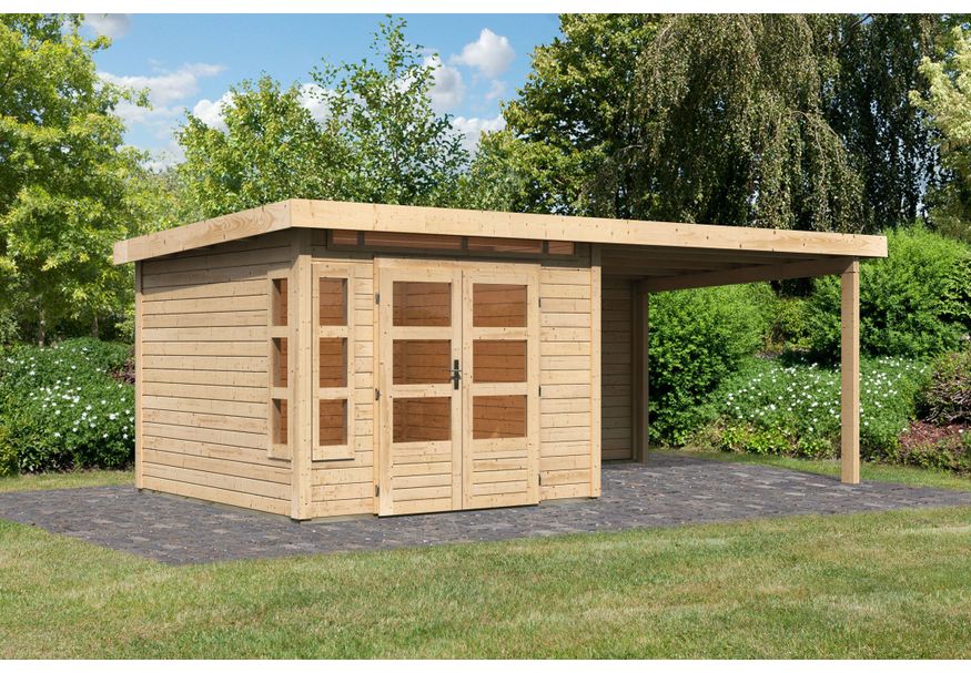 Karibu Kastorf 6 Tuinhuis met overkapping 320 cm - achterwand (31544) Foto van Karibu Kastorf 6 Tuinhuis met overkapping 320 cm - achterwand (31544)